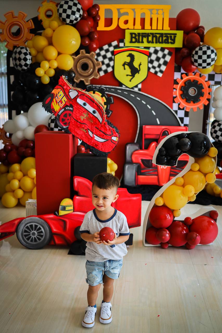 A racing party built indoors, where a two-year-old could cope — a real kids birthday party in Bali