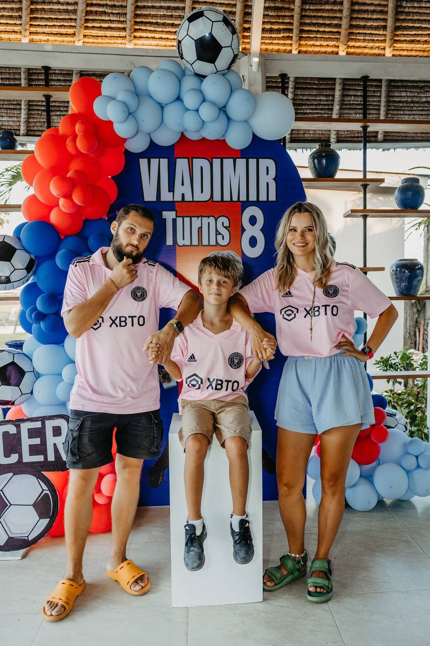 A football birthday on a real pitch, in the family's own kit — a real kids birthday party in Bali
