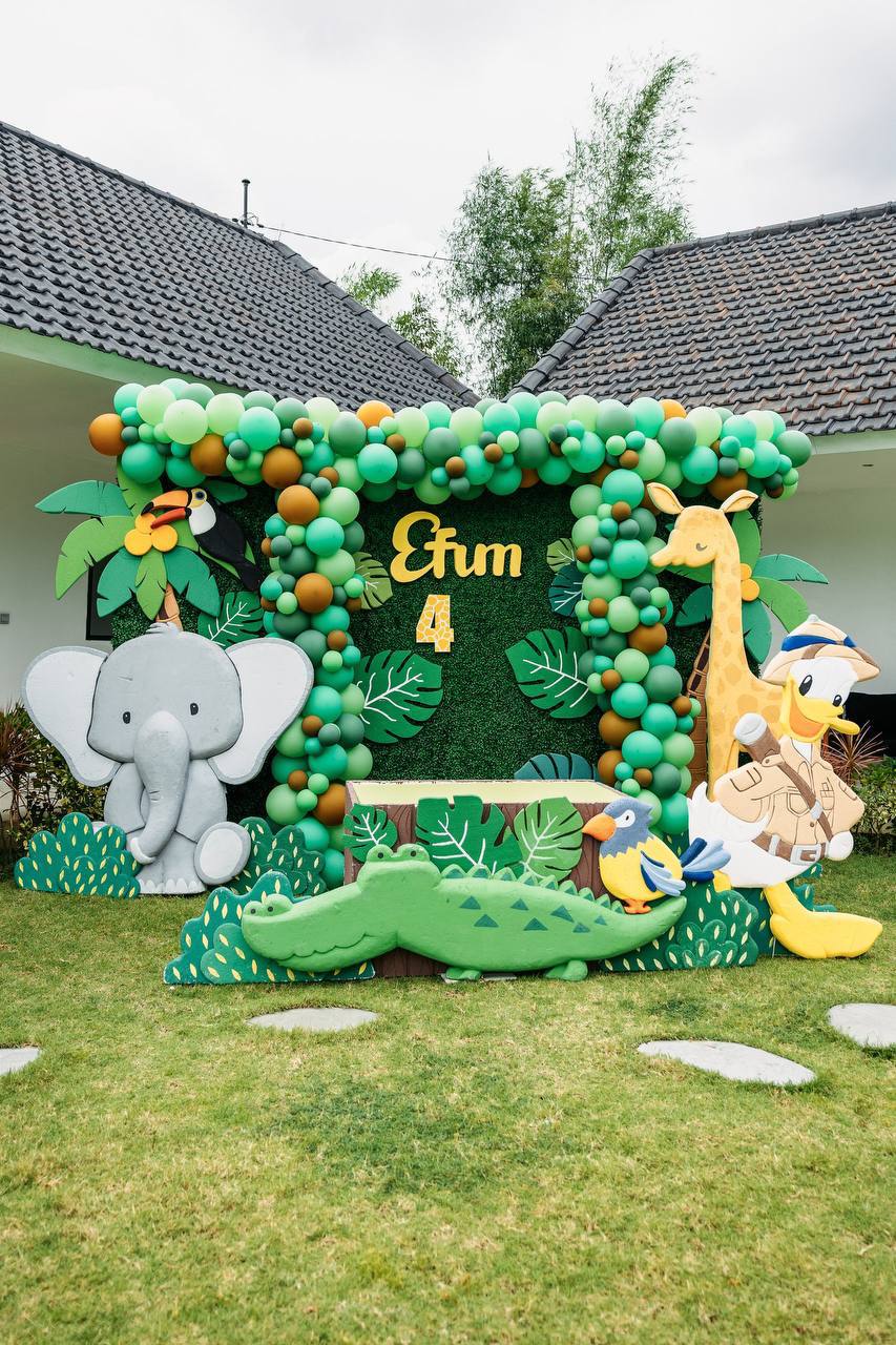 A safari birthday with a jungle you could walk into — a real kids birthday party in Bali