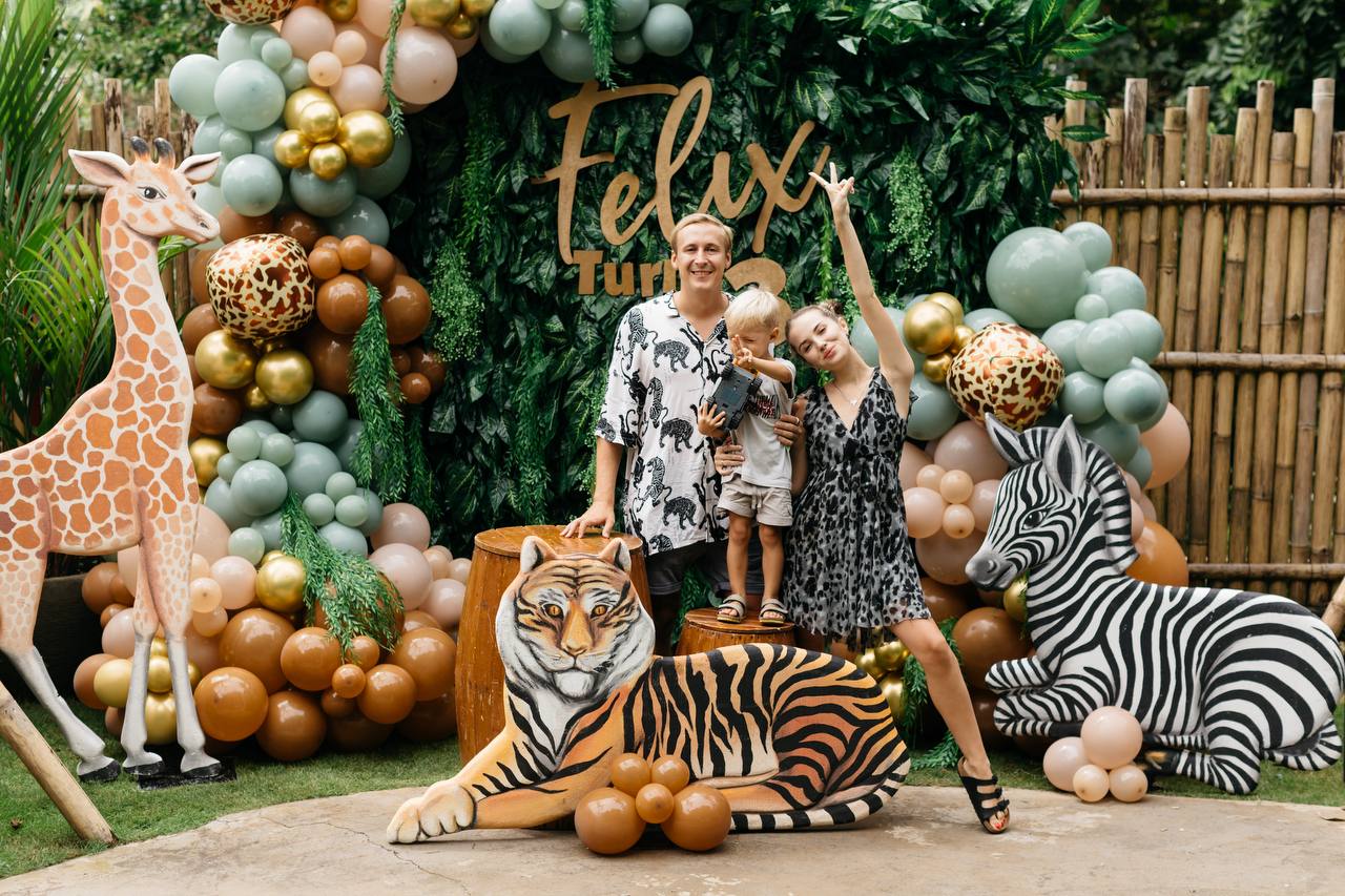 A safari party with animals you could climb on — a real kids birthday party in Bali